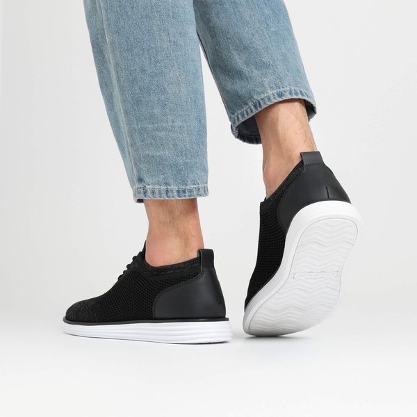 [KnitFlex Breeze+] Men's Breathable Mesh Oxford Sneakers - BLACK GREY - 8